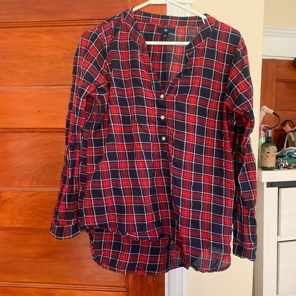 Blue and red GAP flannel style shirt